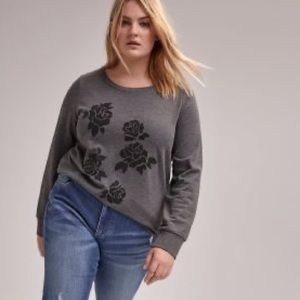 Michel Studio Sweatshirt with Beaded Flowers